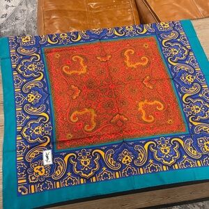 Yves Saint Laurent Teal and burnt Orange Scarf